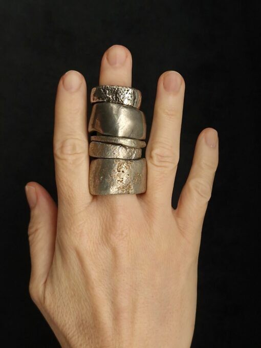 White Bronze Plated Alloy Rings (Set of 5) Size 10 - Image 2