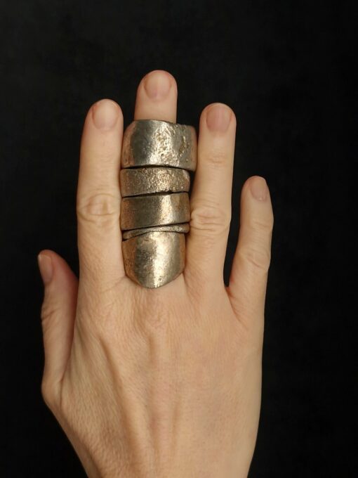 White Bronze Plated Alloy Rings (Set of 5) Size 9.5 - Image 2