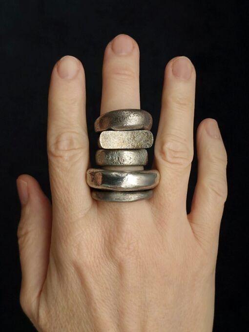 White Bronze Plated Alloy Rings (Set of 5) Size 7 - Image 2