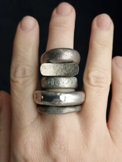 White Bronze Plated Alloy Rings (Set of 5) Size 7