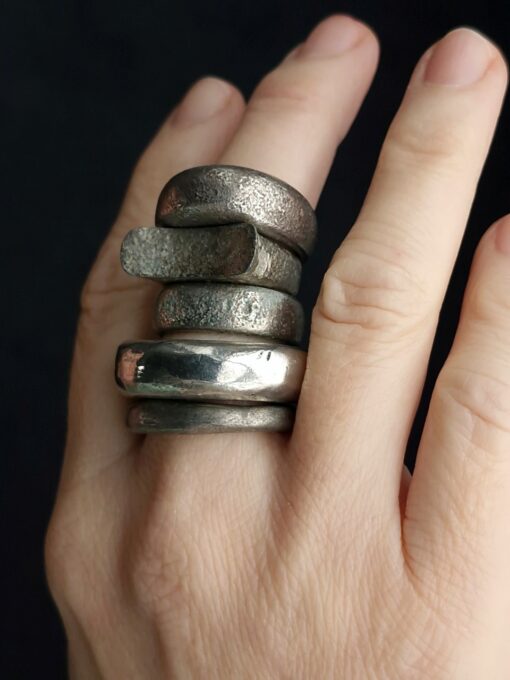 White Bronze Plated Alloy Rings (Set of 5) Size 7 - Image 5