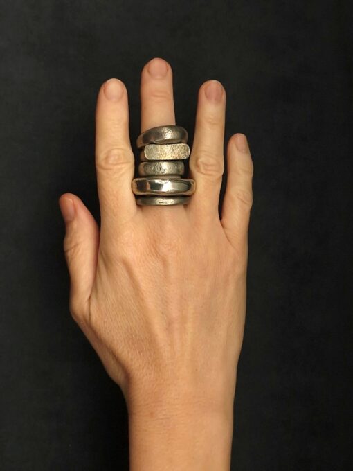 White Bronze Plated Alloy Rings (Set of 5) Size 7 - Image 4