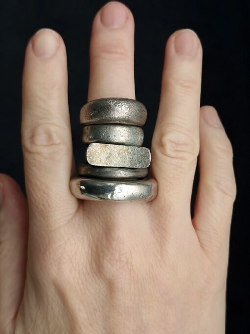 White Bronze Plated Alloy Rings (Set of 5) Size 7 - Image 6