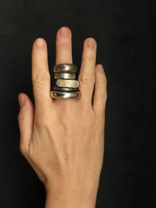 White Bronze Plated Alloy Rings (Set of 5) Size 7 - Image 7