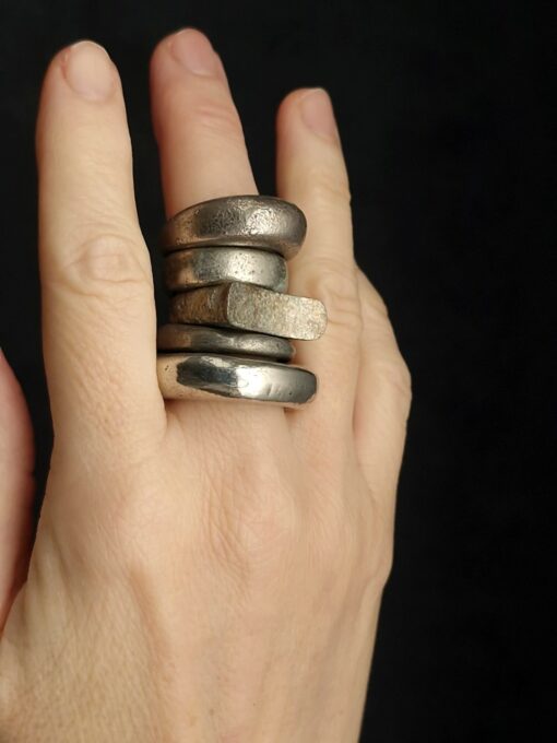 White Bronze Plated Alloy Rings (Set of 5) Size 7 - Image 9