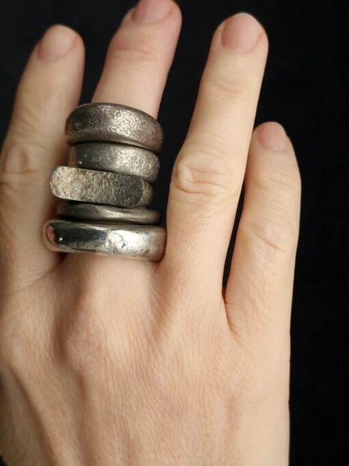 White Bronze Plated Alloy Rings (Set of 5) Size 7 - Image 8