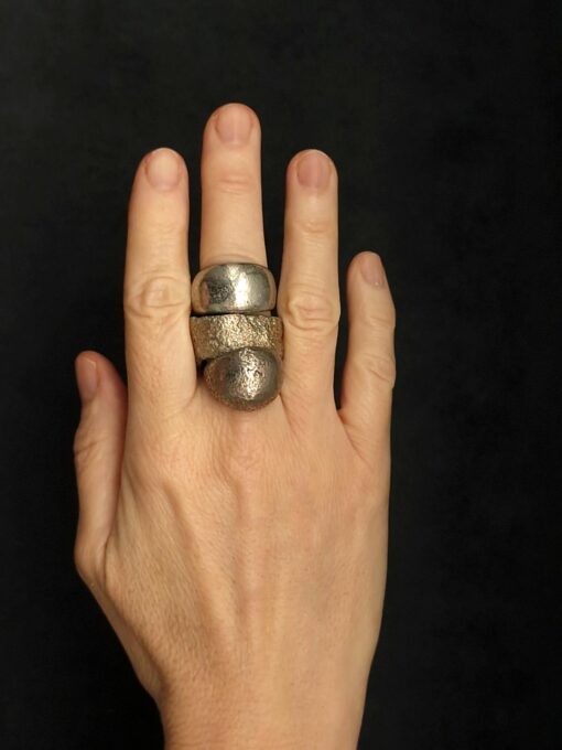 White Bronze Plated Alloy Rings (Set of 3) Size 7.5 - Image 4