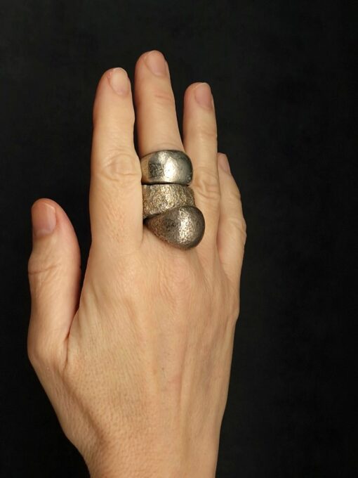 White Bronze Plated Alloy Rings (Set of 3) Size 7.5 - Image 3