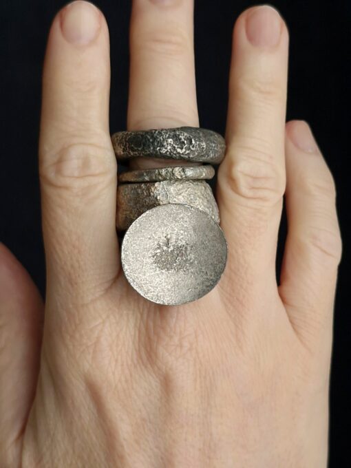 White Bronze Plated Alloy Rings (Set of 4) Size 8