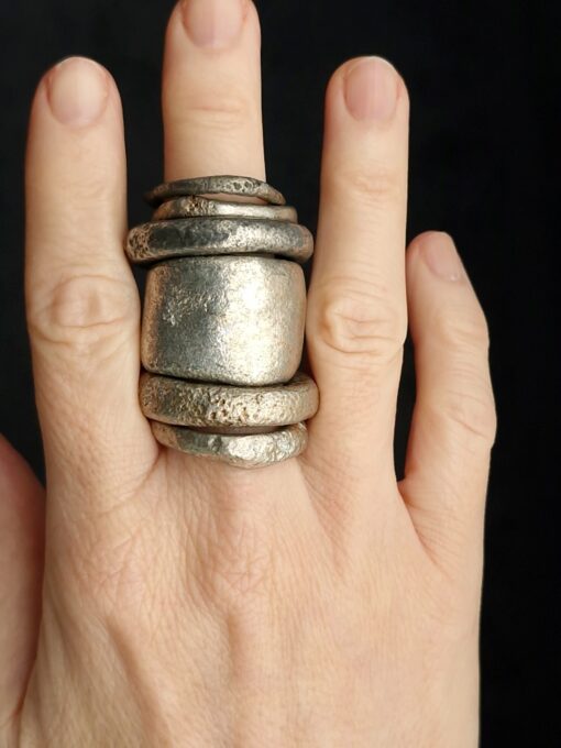 White Bronze Plated Alloy Rings (Set of 6) Size 8.5