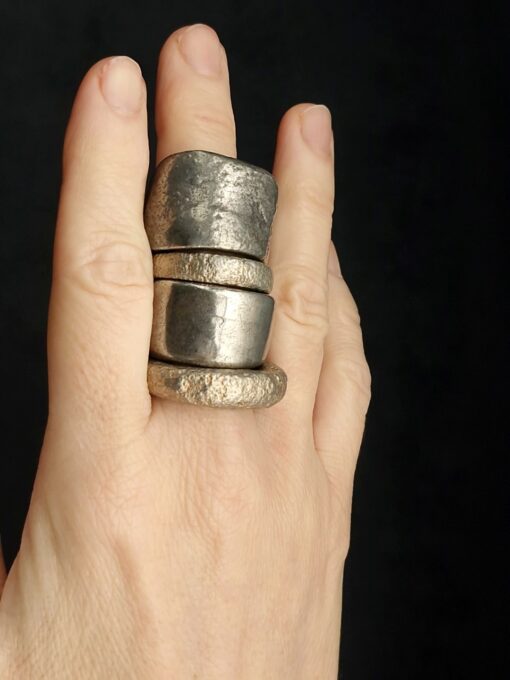 White Bronze Plated Alloy Rings (Set of 4) Size 9 - Image 2