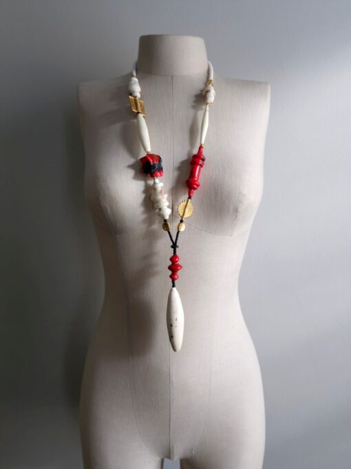 Red & White African Necklace - Image 2