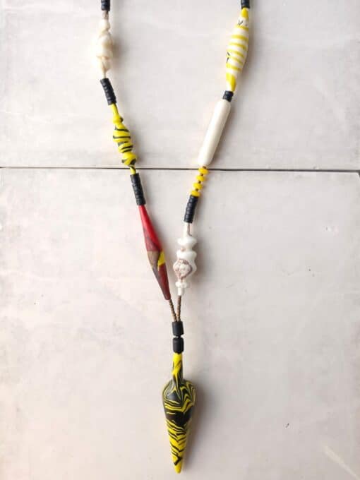 Yellow, Black & White African Necklace