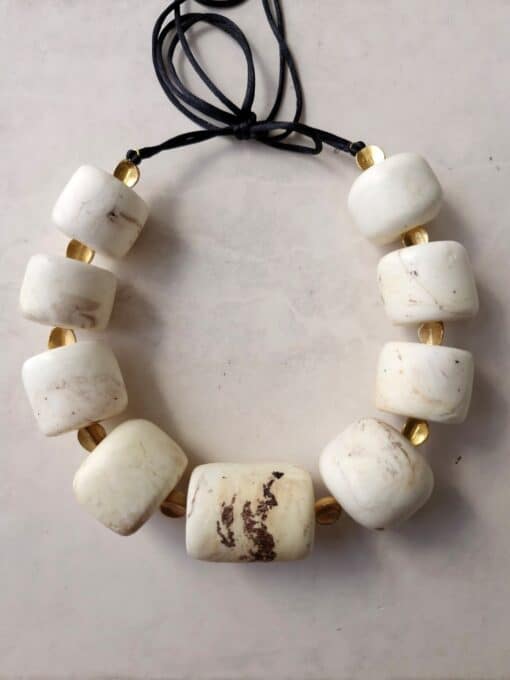 Adjustable Vegan Ivory & Golden Necklace