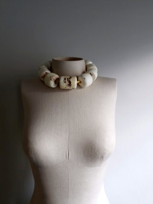 Adjustable Vegan Ivory & Golden Necklace - Image 2