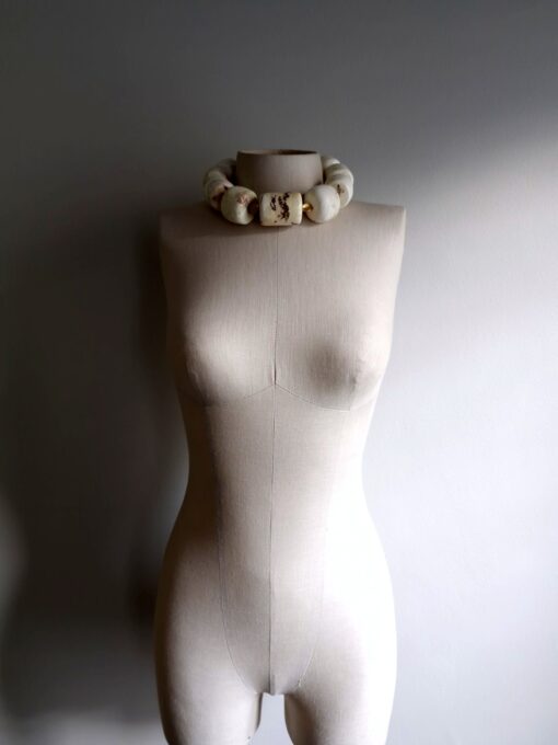 Adjustable Vegan Ivory & Golden Necklace - Image 3