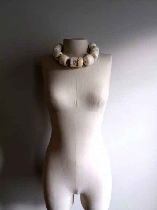Adjustable Vegan Ivory & Golden Necklace - Image 4