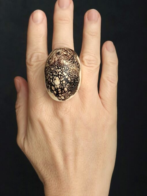 Vegan Ivory & Brown Ring Size 9