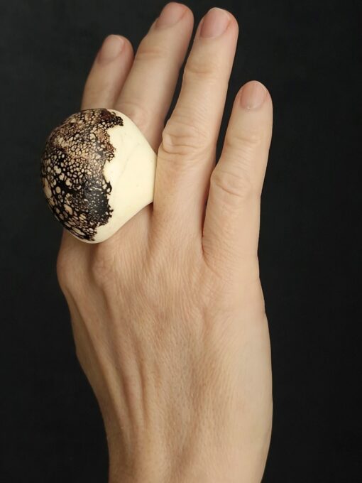 Vegan Ivory & Brown Ring Size 9 - Image 2