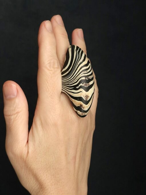 Zebra Patterned Ring Size 8.5