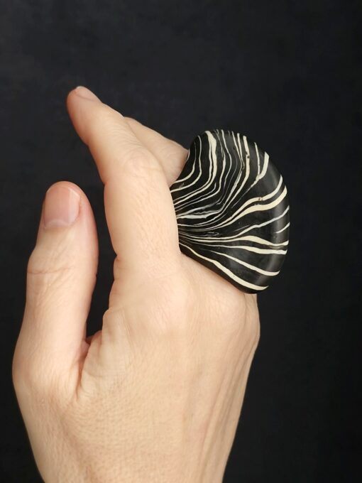 Black & Vegan Ivory Ring Size 6.5 - Image 3