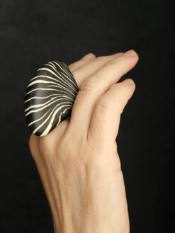 Black & Vegan Ivory Ring Size 6.5