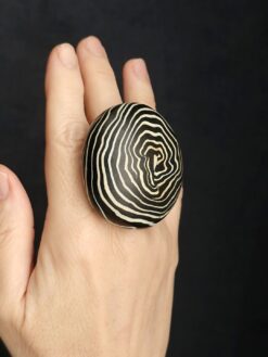 Black & Vegan Ivory Ring Size 7.5