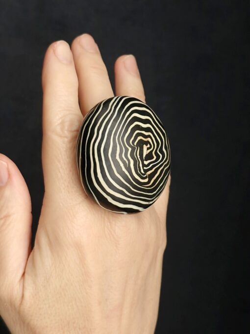 Black & Vegan Ivory Ring Size 7.5