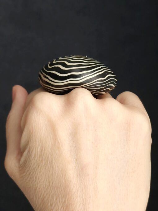 Black & Vegan Ivory Ring Size 7.5 - Image 2