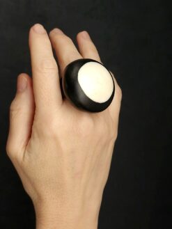 Black & Vegan Ivory Ring Size 6