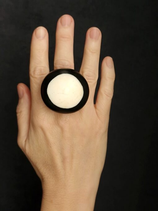Black & Vegan Ivory Ring Size 6 - Image 2