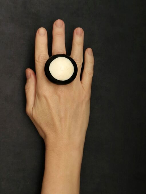 Black & Vegan Ivory Ring Size 6 - Image 4