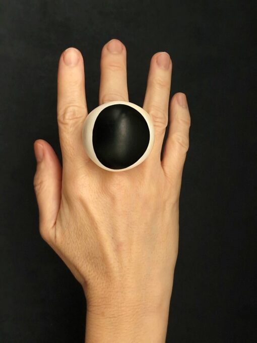 Vegan Ivory & Black Ring Size 10 - Image 2