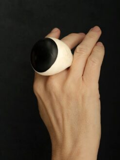 Vegan Ivory & Black Ring Size 10