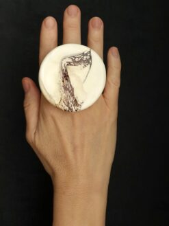 Vegan Ivory & Brown Ring Size 7.5