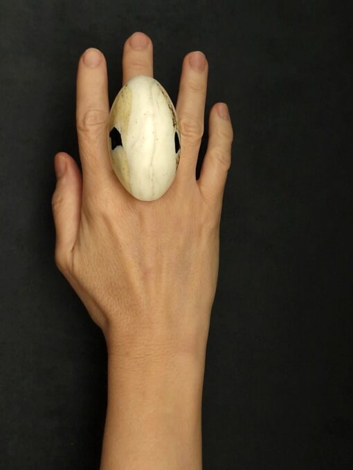 Vegan Ivory & Black Ring Size 9.5 - Image 2