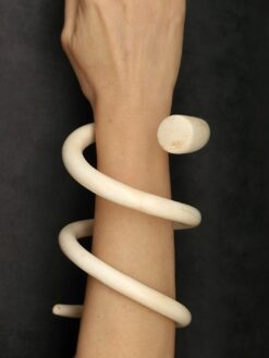 Vegan Ivory Double Wrap Snake Cuff Size XL