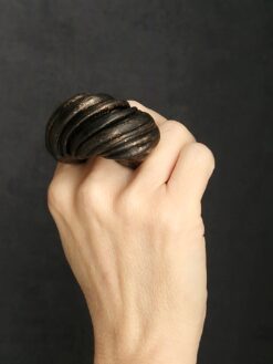 Black with Gold Sheen Sculptured Ring Size 7.5