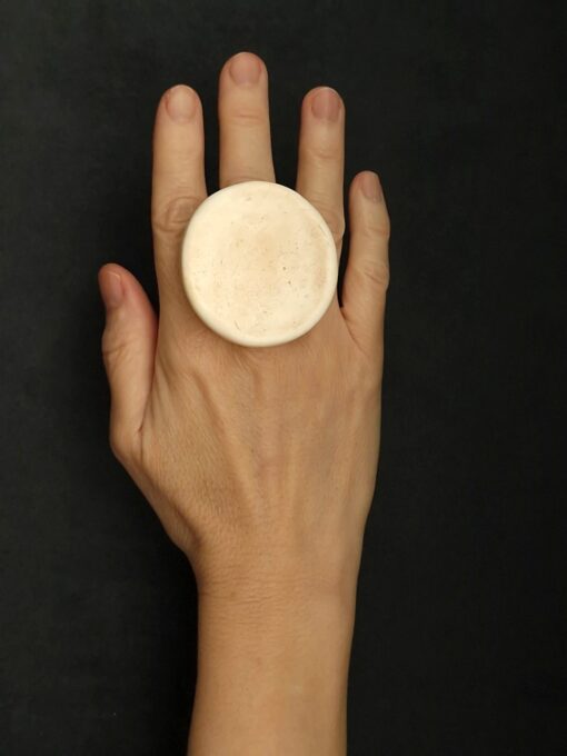 Vegan Ivory Sculptured Ring Size 7.5 - Image 2