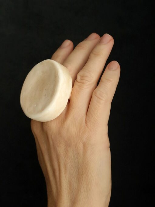 Vegan Ivory Sculptured Ring Size 7.5 - Image 3