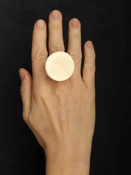 Vegan Ivory Sculptured Ring Size 7.5 - Image 2