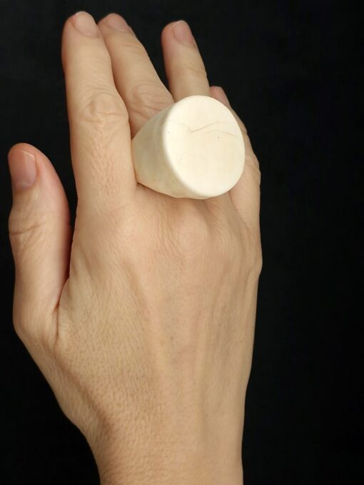 Vegan Ivory Sculptured Ring Size 7.5