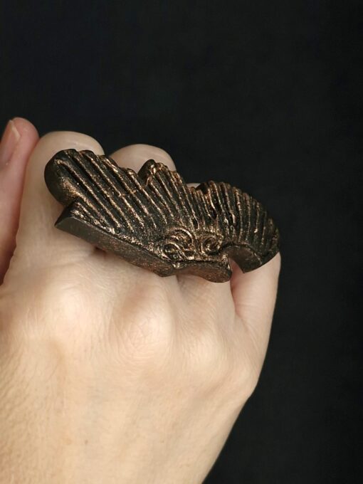 Black with Gold Sheen Sculptured Ring Size 8 - Image 2