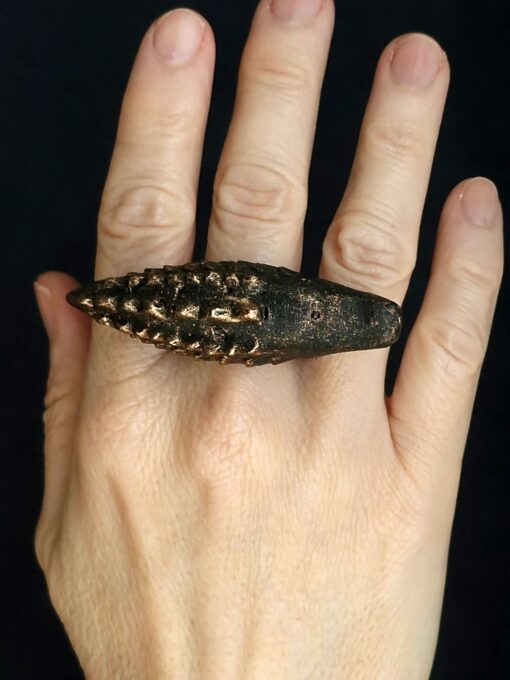 Black with Gold Sheen Sculptured Ring Size 8.5 - Image 2