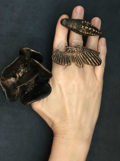 Black with Gold Sheen Sculptured Ring Size 8.5 - Image 5