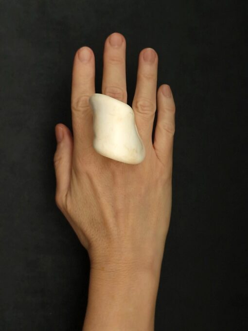 Vegan Ivory Sculptured Ring Size 7.5 - Image 4
