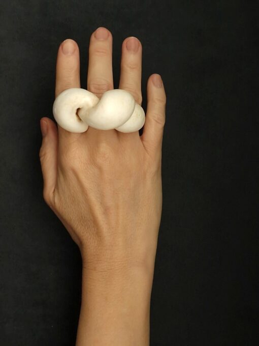 Vegan Ivory Sculptured Ring Size 8 - Image 2