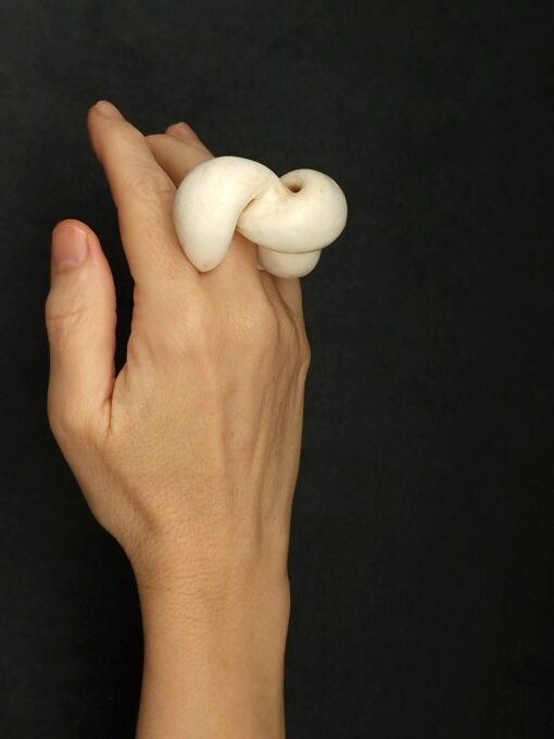 Vegan Ivory Sculptured Ring Size 8 - Image 3
