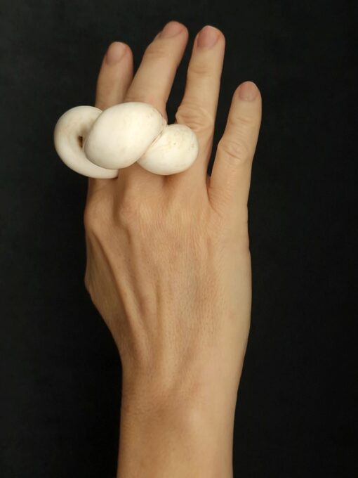Vegan Ivory Sculptured Ring Size 8 - Image 4