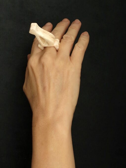 Vegan Ivory Sculptured Ring Size 8 - Image 2